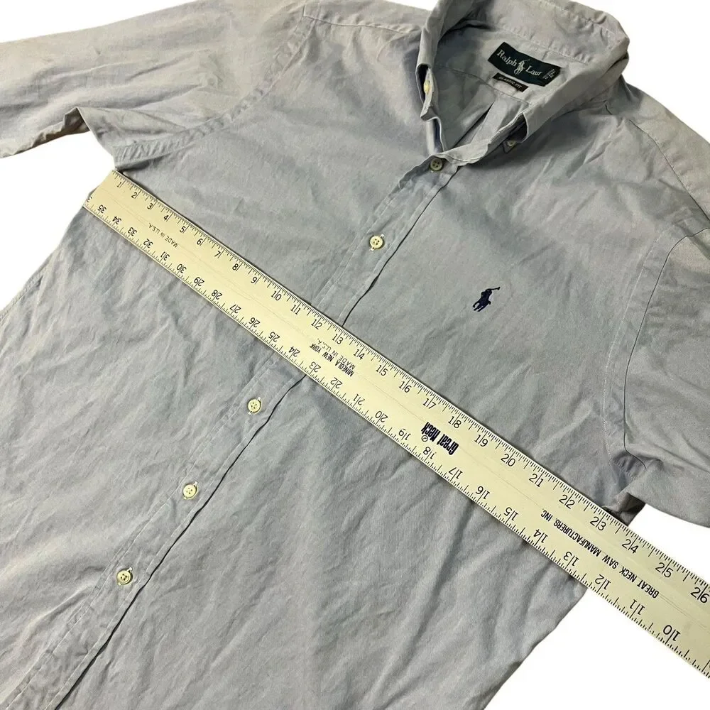 Ralph Lauren Dress Shirt Mens 16.5 34-35 Blue Classic Fit Button‎ Down RN 41381